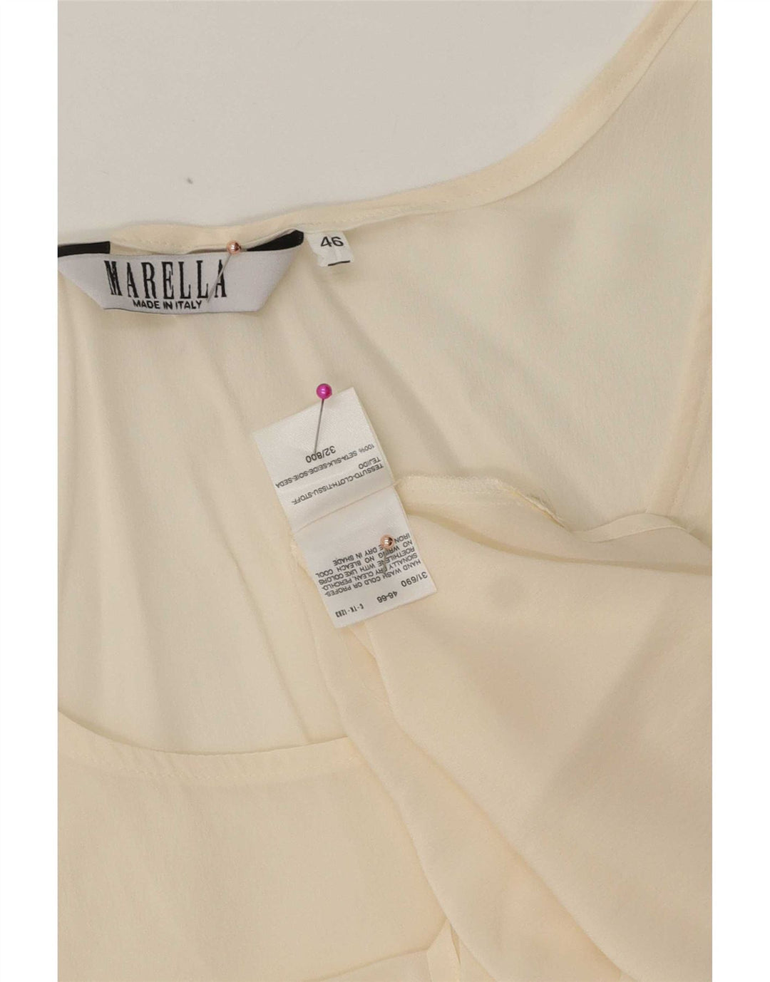 Colete feminino Marella Top IT 46 grande seda branca