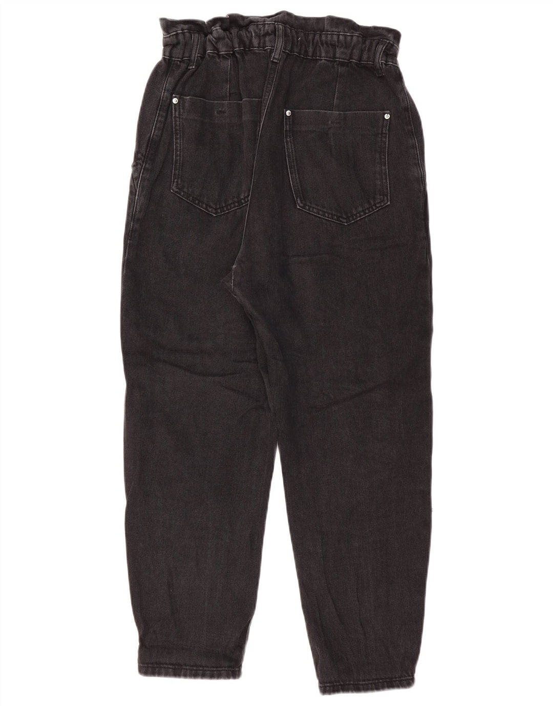 ZARA Jeans feminino cintura alta cônico EU 36 XS W26 L24 algodão preto