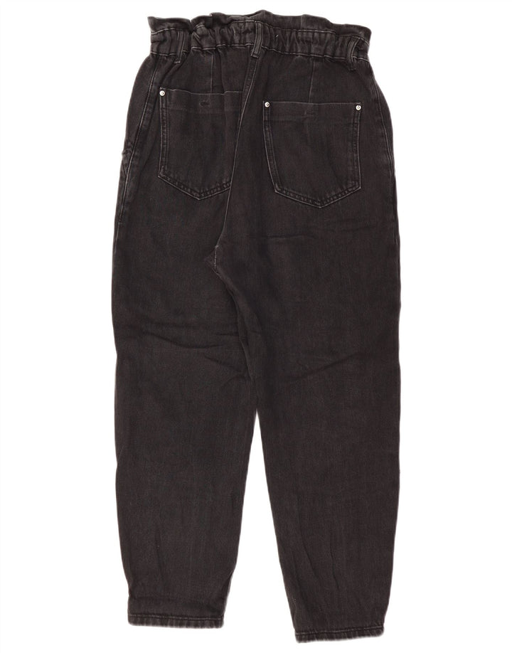 ZARA Jeans feminino cintura alta cônico EU 36 XS W26 L24 algodão preto