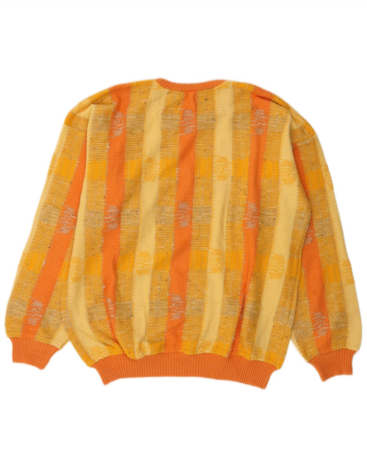 Suéter boxer masculino com gola redonda, algodão listrado amarelo médio