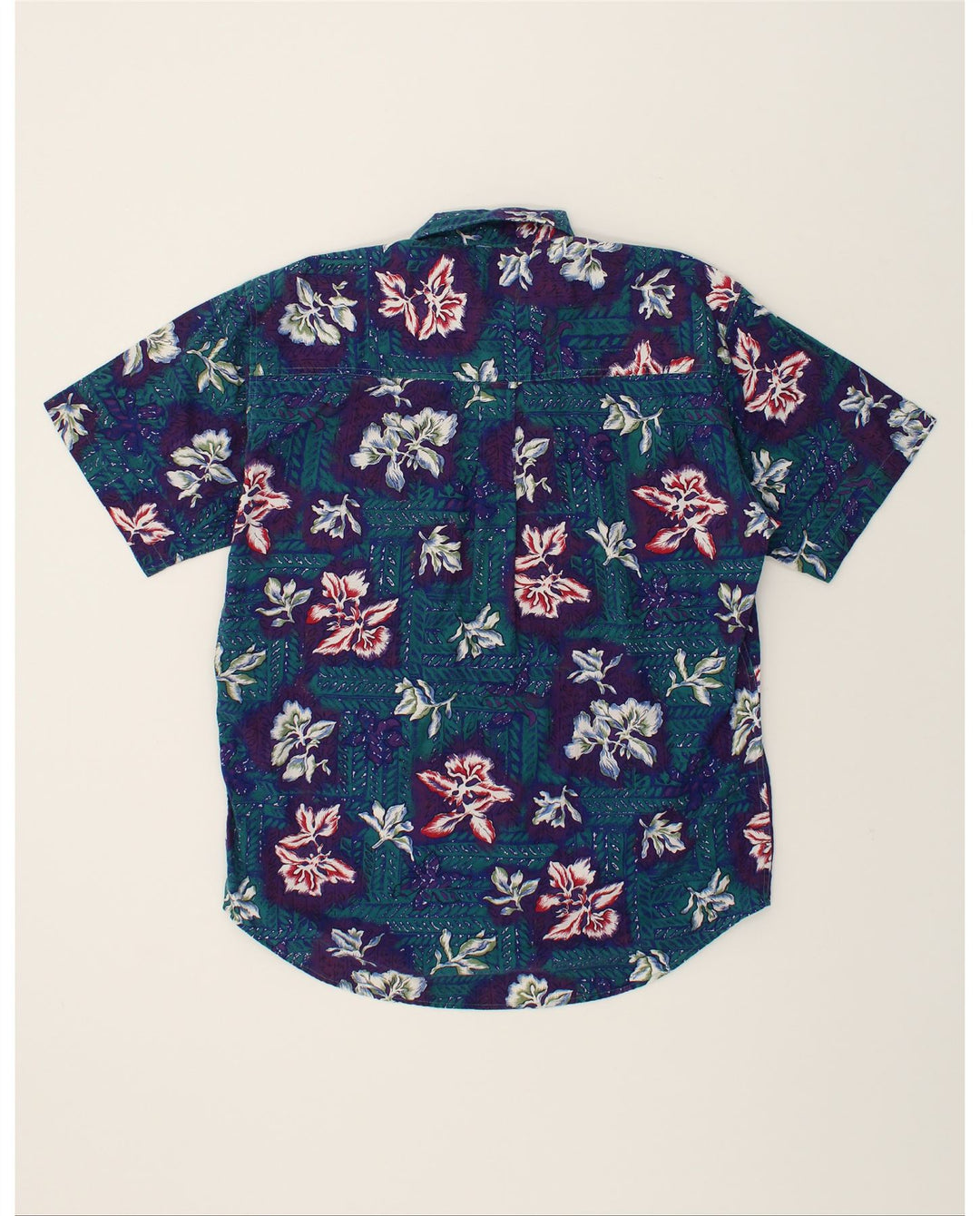 CHAPS Mens Short Sleeve Shirt Large Blue Floral Cotton Vintage Chaps and Second-Hand Chaps from Messina Hembry 