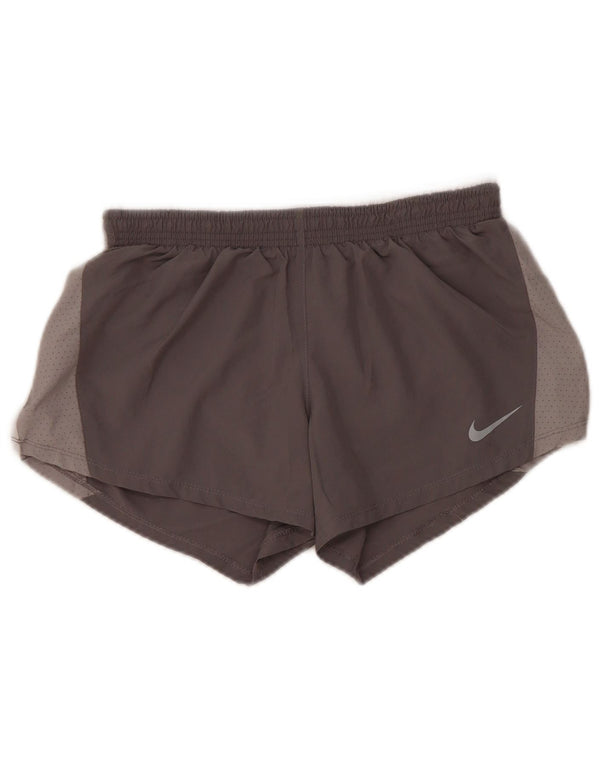 Shorts esportivos femininos Nike Dri Fit UK 10 poliéster cinza pequeno