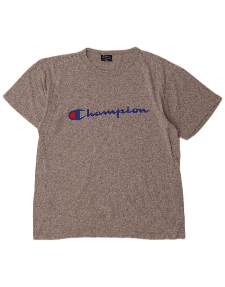 Camiseta masculina estampada Champion grande cinza manchado