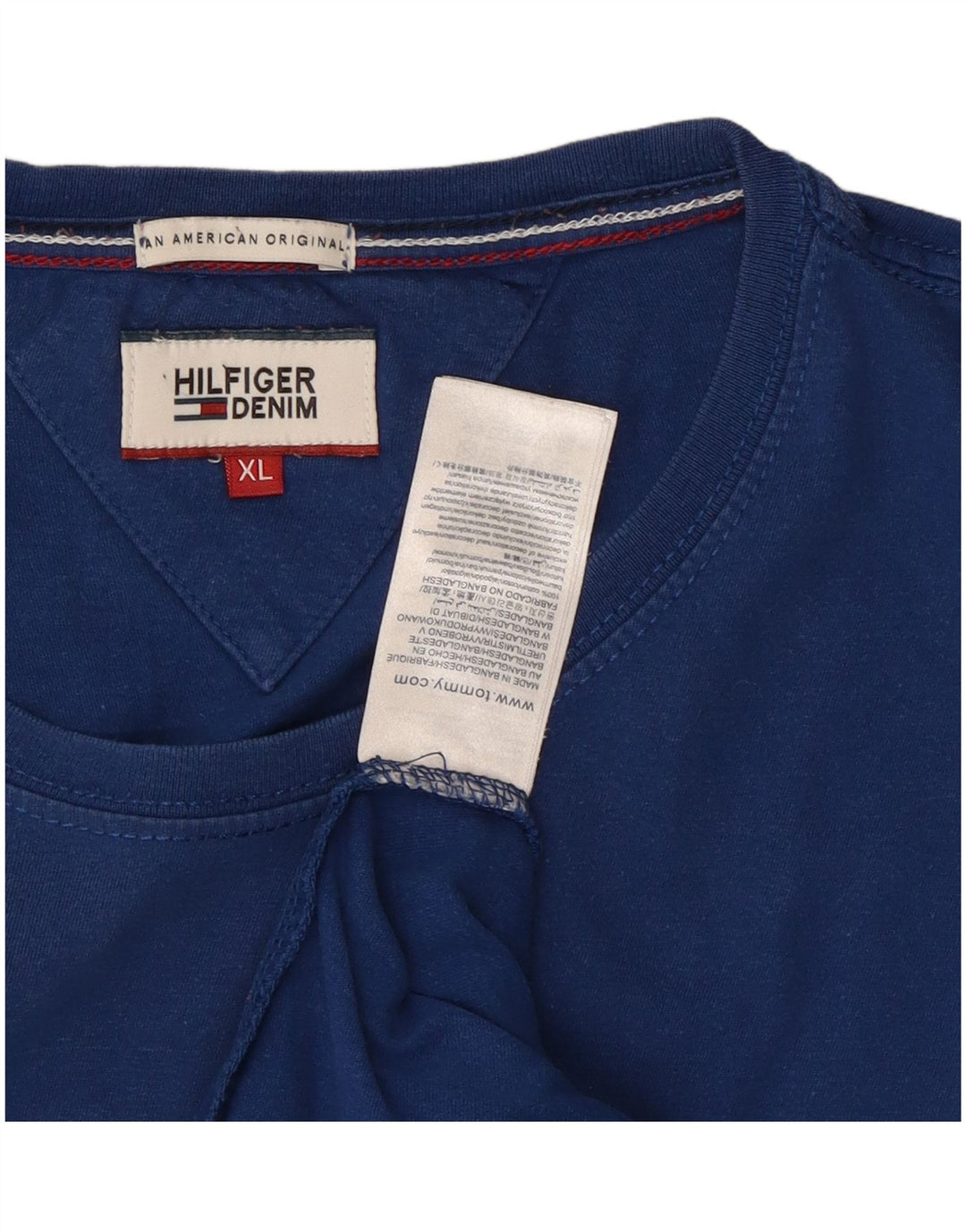 Tommy Hilfiger Camiseta masculina gráfica Top XL algodão azul