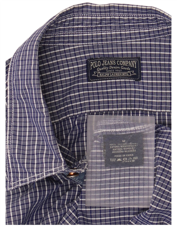 Camisa masculina RALPH LAUREN de algodão guingão azul médio