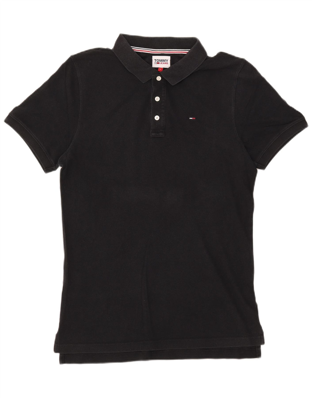 Camisa polo masculina TOMMY HILFIGER grande algodão preto