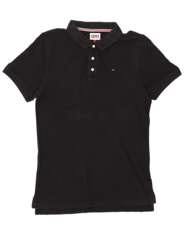 Camisa polo masculina TOMMY HILFIGER grande algodão preto