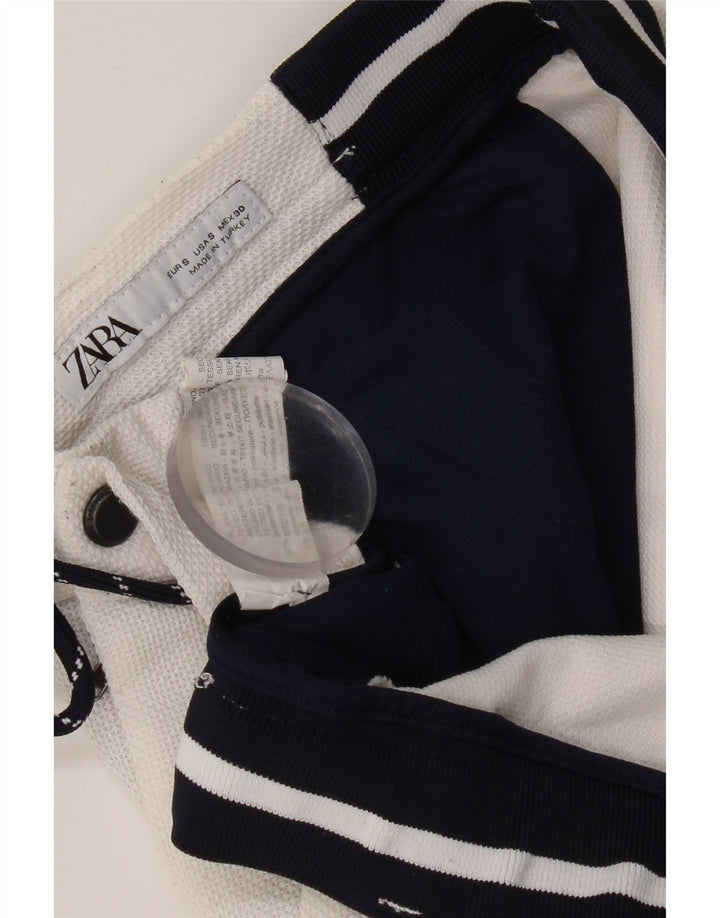 Zara Shorts de natação masculino pequeno poliéster colorblock branco