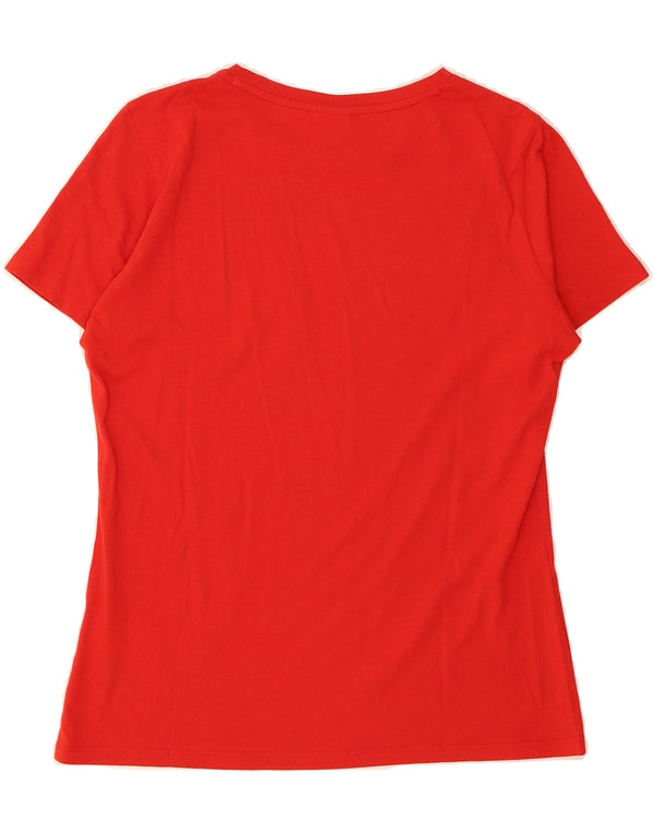 Camiseta feminina gráfica HUGO BOSS Top UK 12 algodão vermelho médio