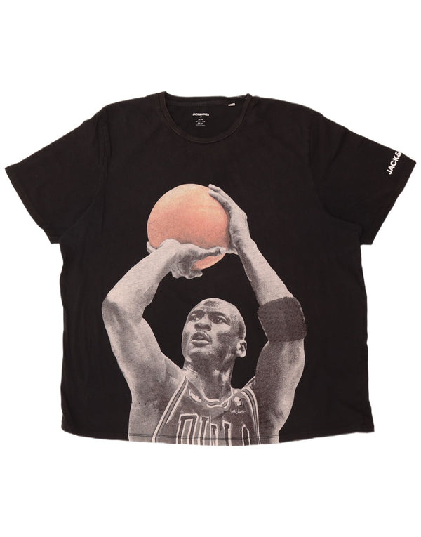 Camiseta masculina Jack & Jones Michael Jordan gráfica top 3XL algodão preto