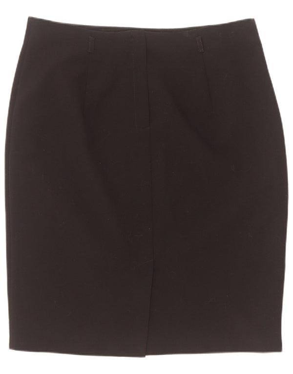 Saia lápis feminina Marks & Spencer UK 16 grande W34 poliéster preto