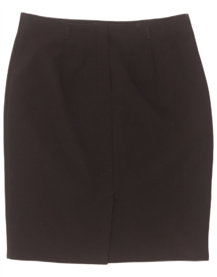 Saia lápis feminina Marks & Spencer UK 16 grande W34 poliéster preto