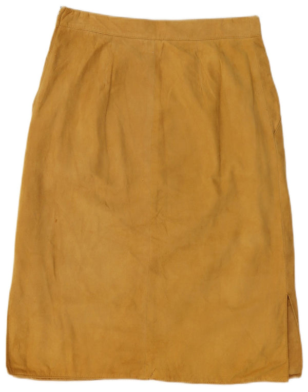 Saia feminina vintage de camurça W28 médio bege