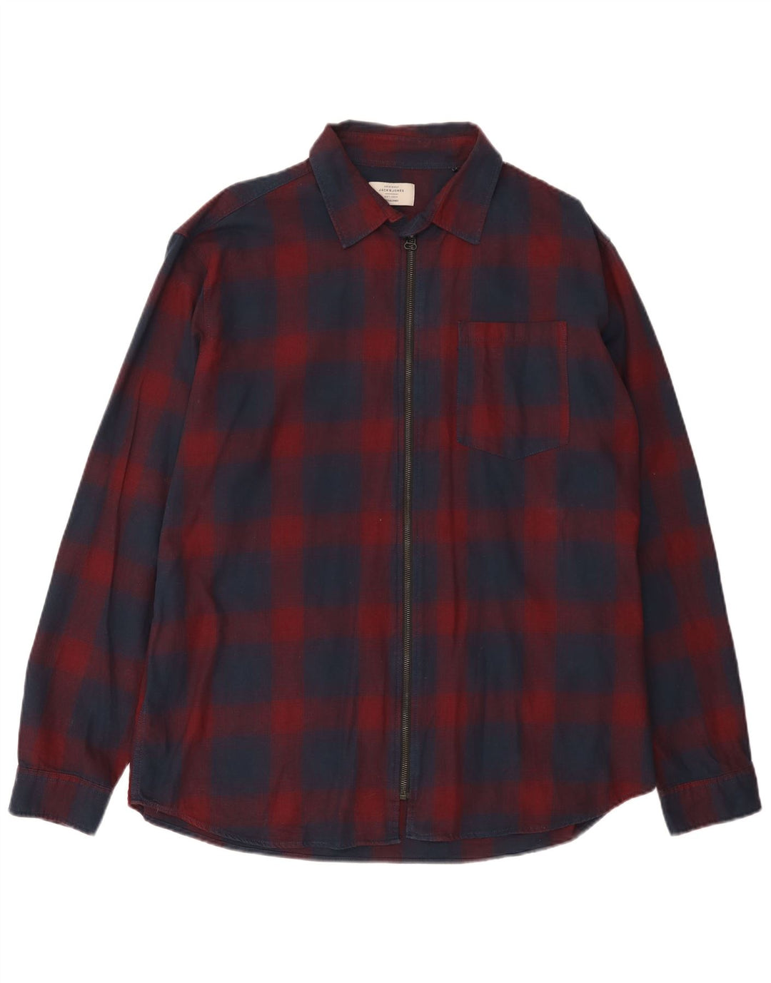 Camisa masculina de flanela Jack & Jones 2XL algodão xadrez vermelho