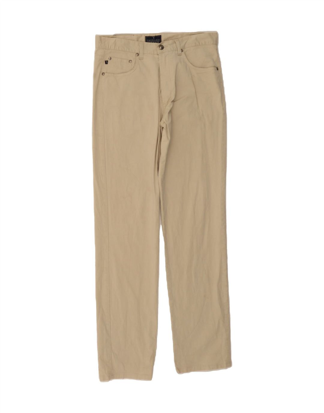 TRUSSARDI Womens Straight Chino Trousers W34 L33 Beige Cotton Vintage Trussardi and Second-Hand Trussardi from Messina Hembry 
