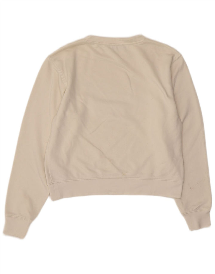 Suéter feminino Guess com estampa gráfica cropped UK 10 pequeno off white poliamida