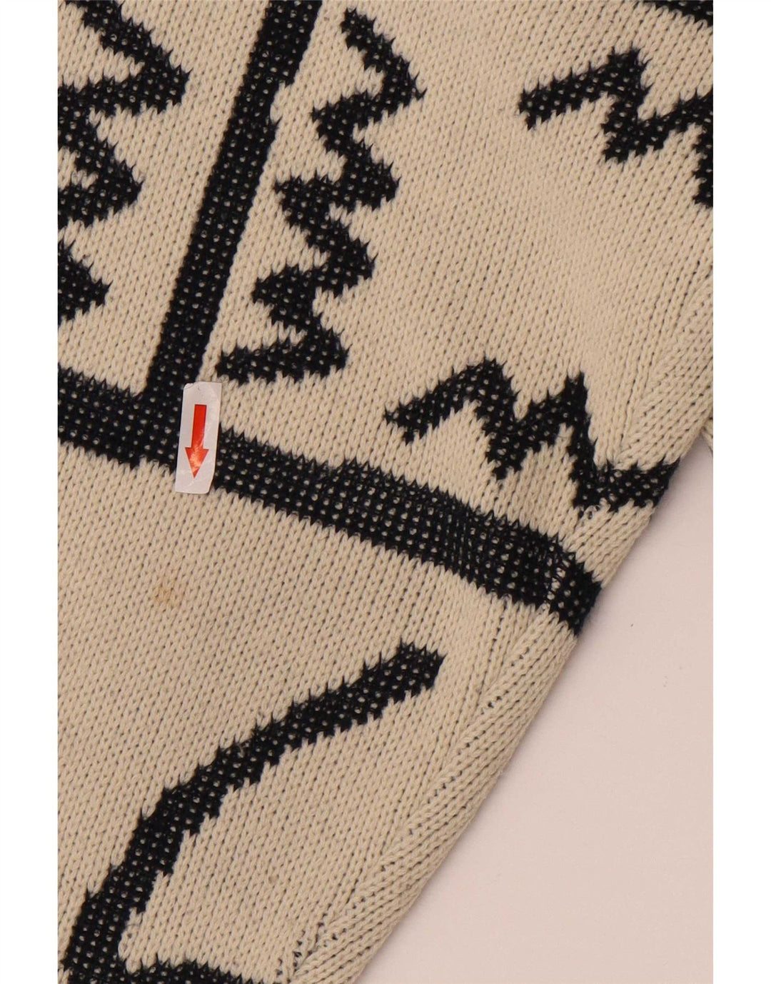 Suéter vintage masculino abstrato Padrão com gola redonda grande bege