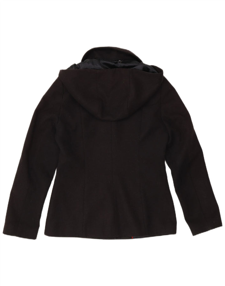 LAURA ASHLEY Jaqueta blazer feminina com capuz e 5 botões Reino Unido 10 pequena azul marinho