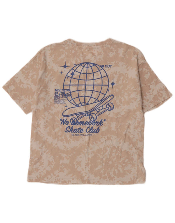 Zara Boys Graphic T-Shirt Top 8-9 Anos Bege Tie Dye Algodão