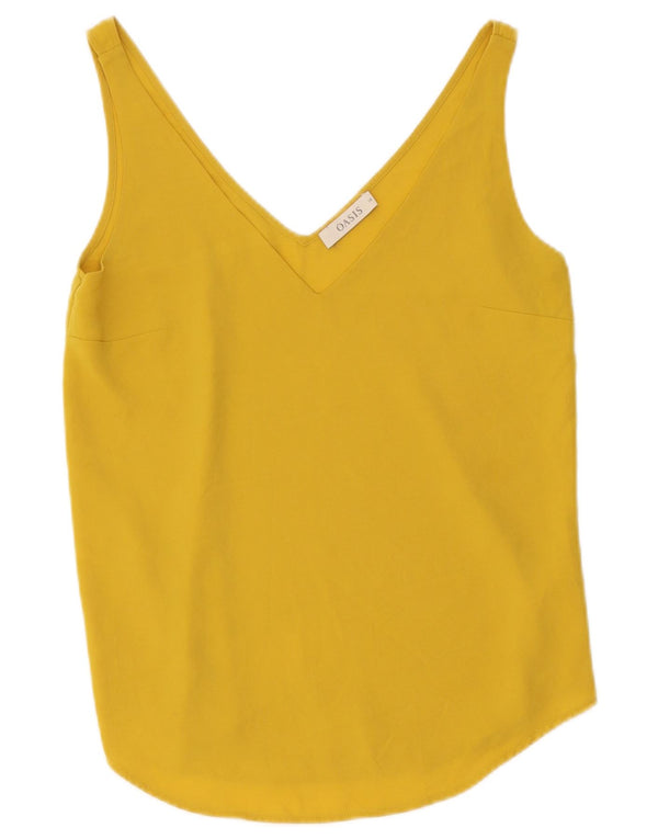 Oasis Womens Cami Top UK 10 Pequeno Poliéster Amarelo