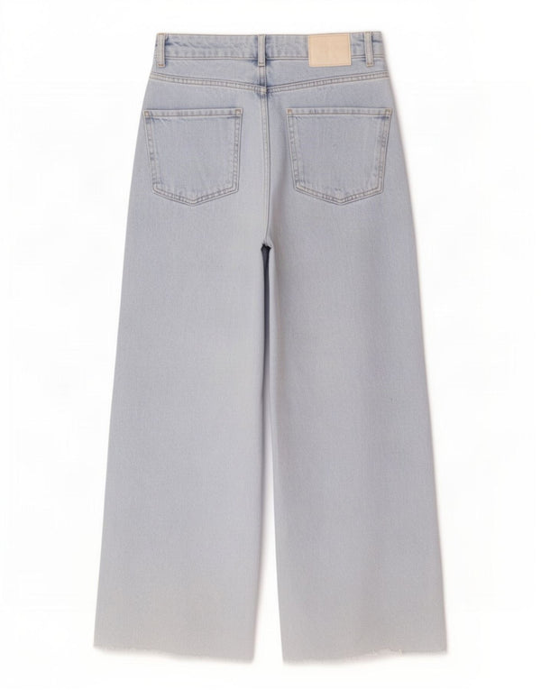 Calça jeans feminina Zara com perna larga EU 36 XS W26 L26 Azul