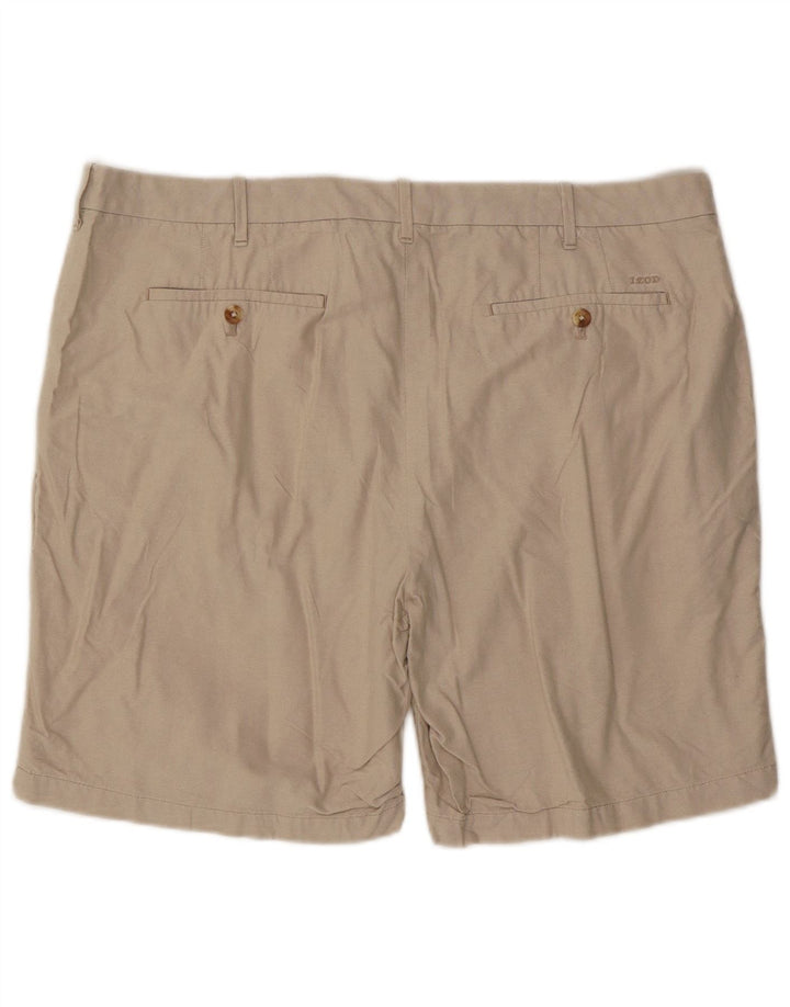 Izod Mens Chino Shorts W42 2XL Algodão Bege