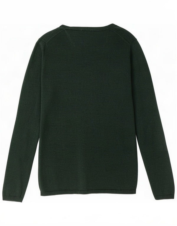 Suéter feminino Tommy Hilfiger com decote em V Reino Unido 10 lã verde pequena