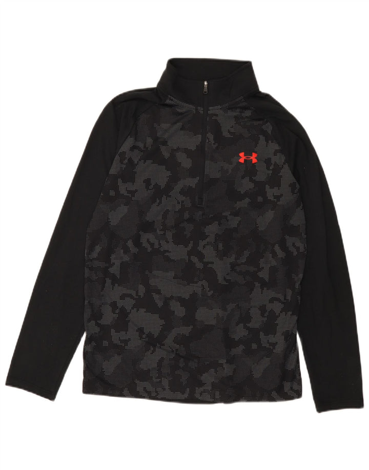 Under Armour Mens Zip Neck Pulôver Treino Top Pequeno Camuflagem Preta