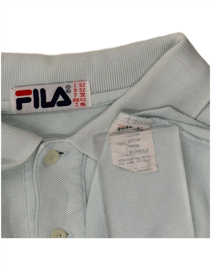 Camisa polo masculina de manga comprida FILA IT 52 grande algodão azul