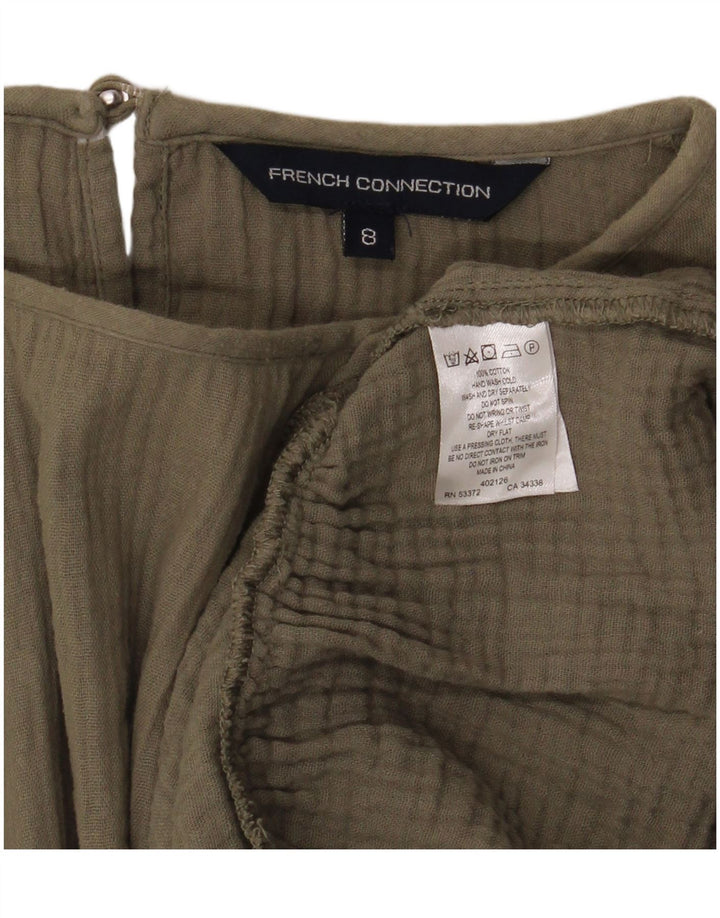 Blusa oversized feminina French Connection Top Reino Unido 8 algodão cáqui pequeno