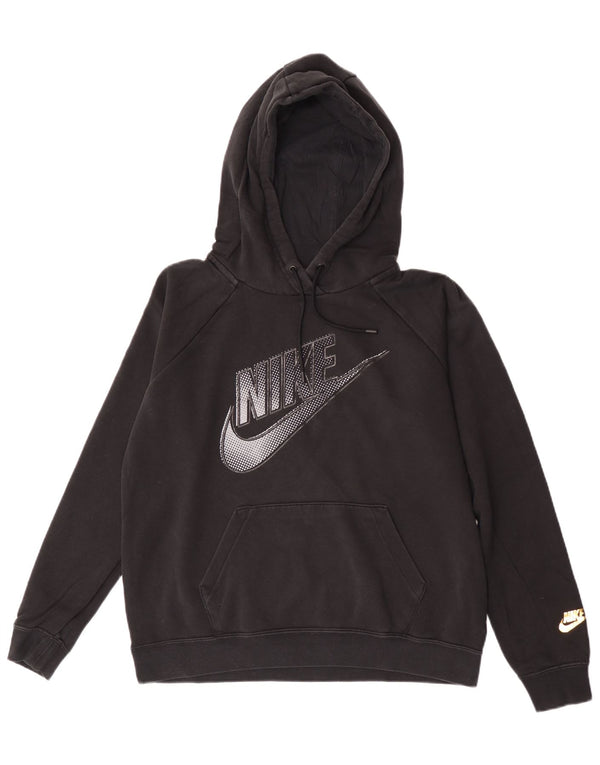Nike masculino gráfico moletom com capuz médio algodão preto