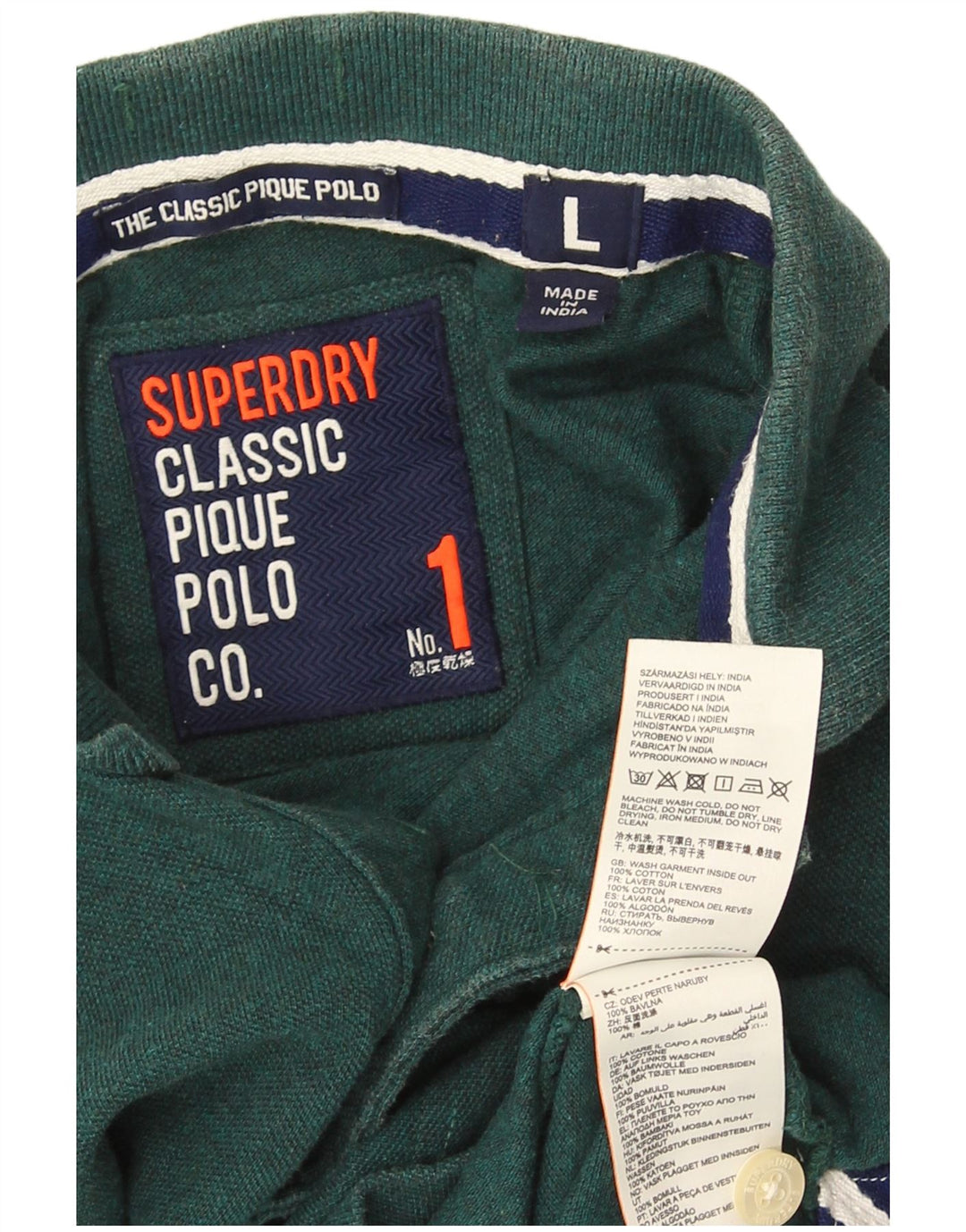 Camisa polo masculina Superdry grande algodão verde