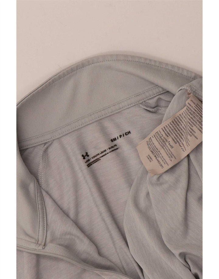 Under Armour Mens Zip Neck Top Manga Longa Pequeno Poliéster Cinza