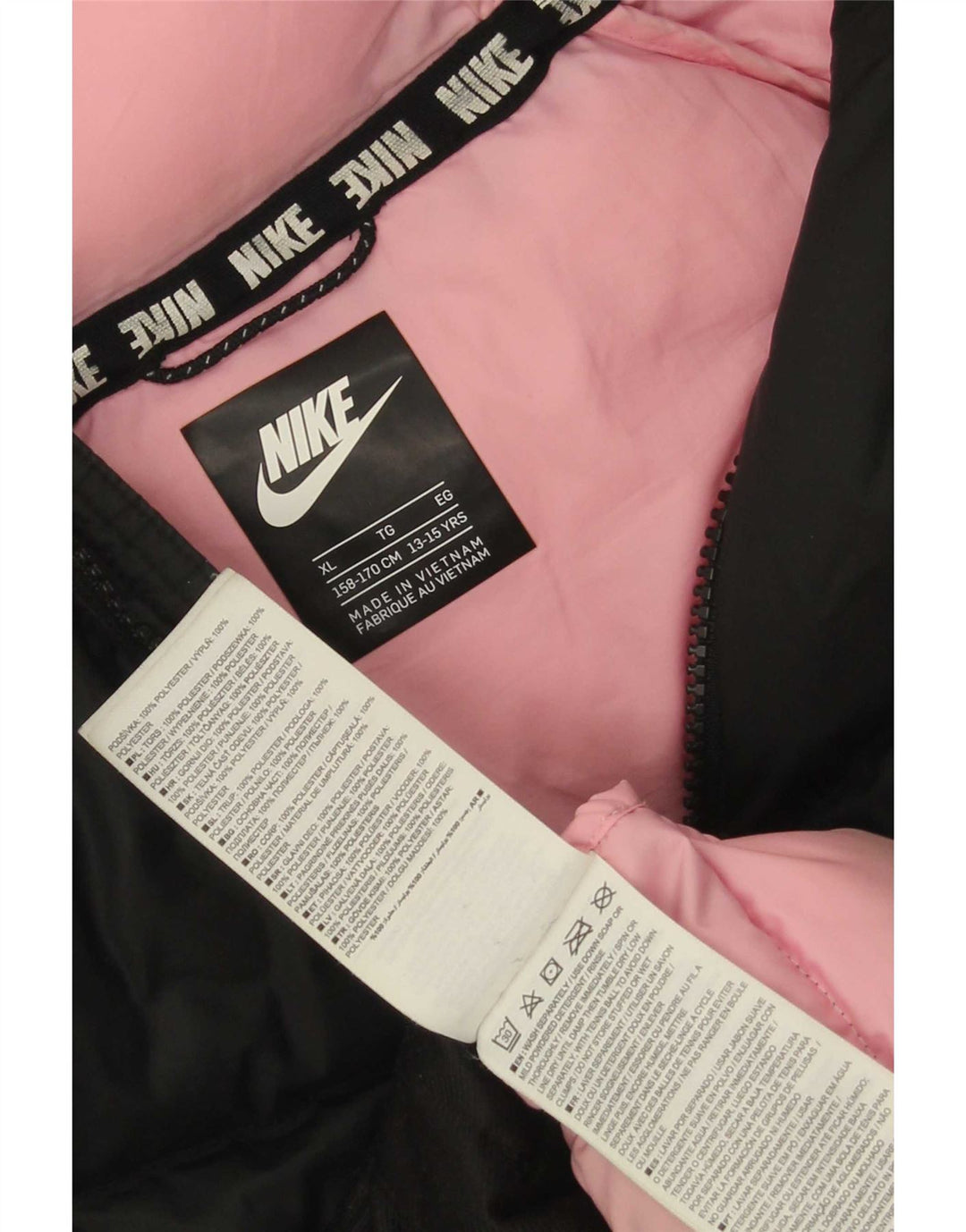 Jaqueta acolchoada com capuz Nike Girls 13-14 anos XL preto poliéster