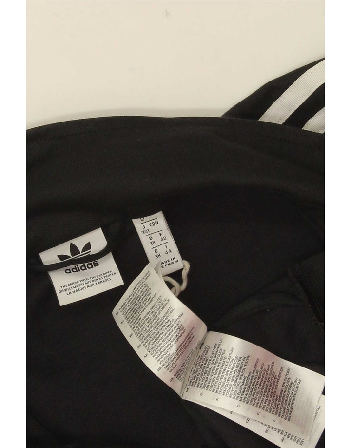 Adidas Womens Tracksuit Top Jacket UK 12 Médio Algodão Preto