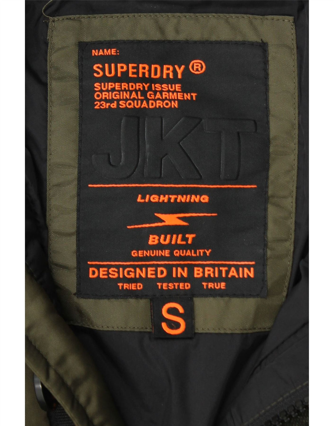 Jaqueta masculina acolchoada com capuz SUPERDRY Reino Unido 36 nylon cáqui pequeno