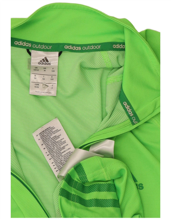 Adidas Mens Zip Neck Pullover Treino Top Reino Unido 40/42 Poliéster Verde Médio