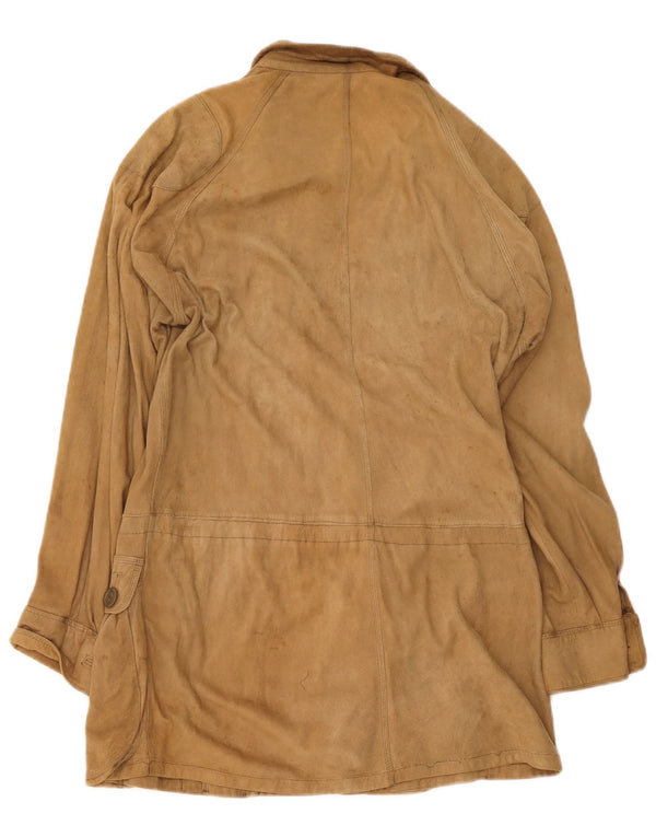 Sobretudo de camurça vintage feminino UK 8 pequeno bege