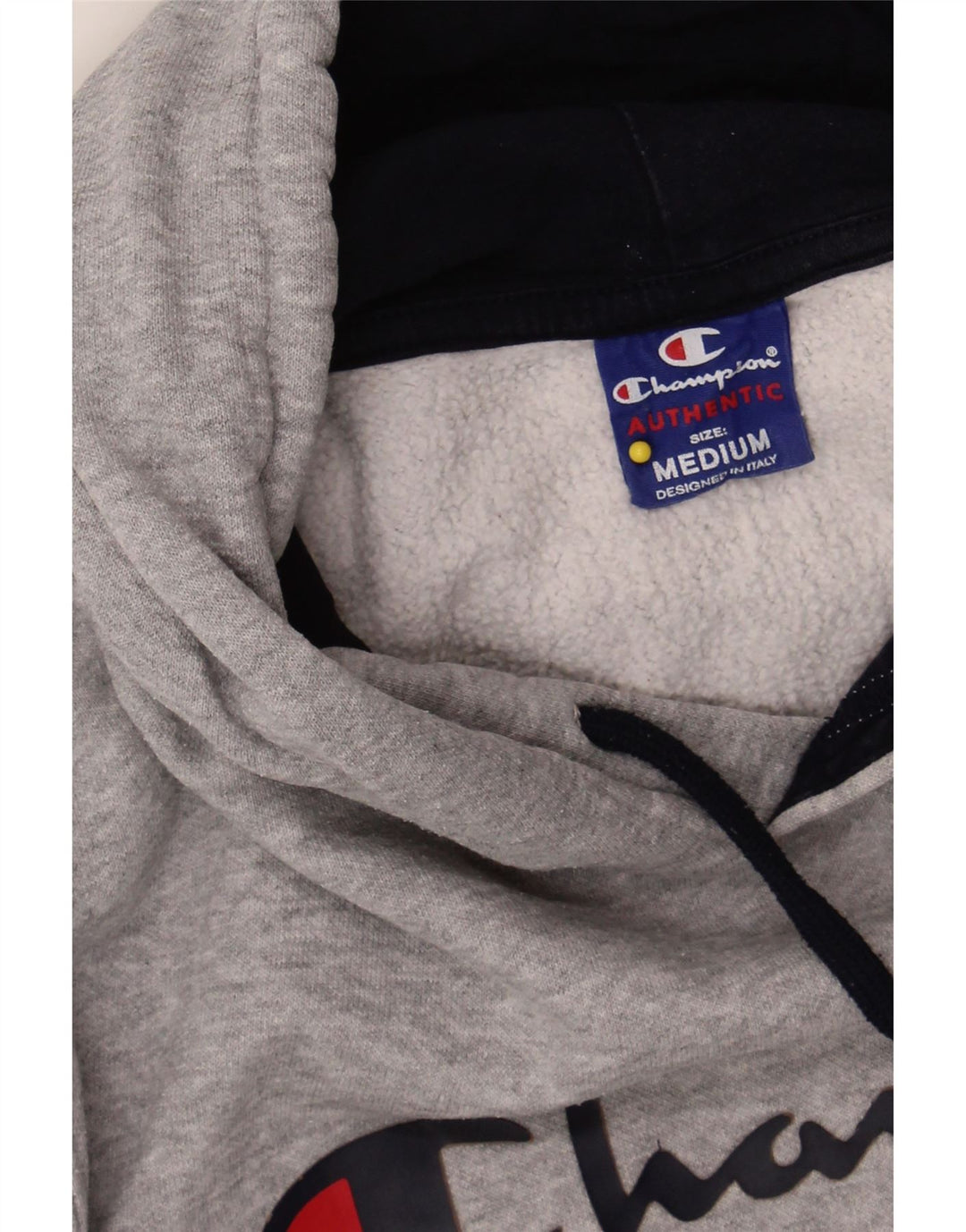 CHAMPION Womens Graphic Hoodie Jumper UK 14 Medium Grey Cotton Vintage Champion and Second-Hand Champion from Messina Hembry 