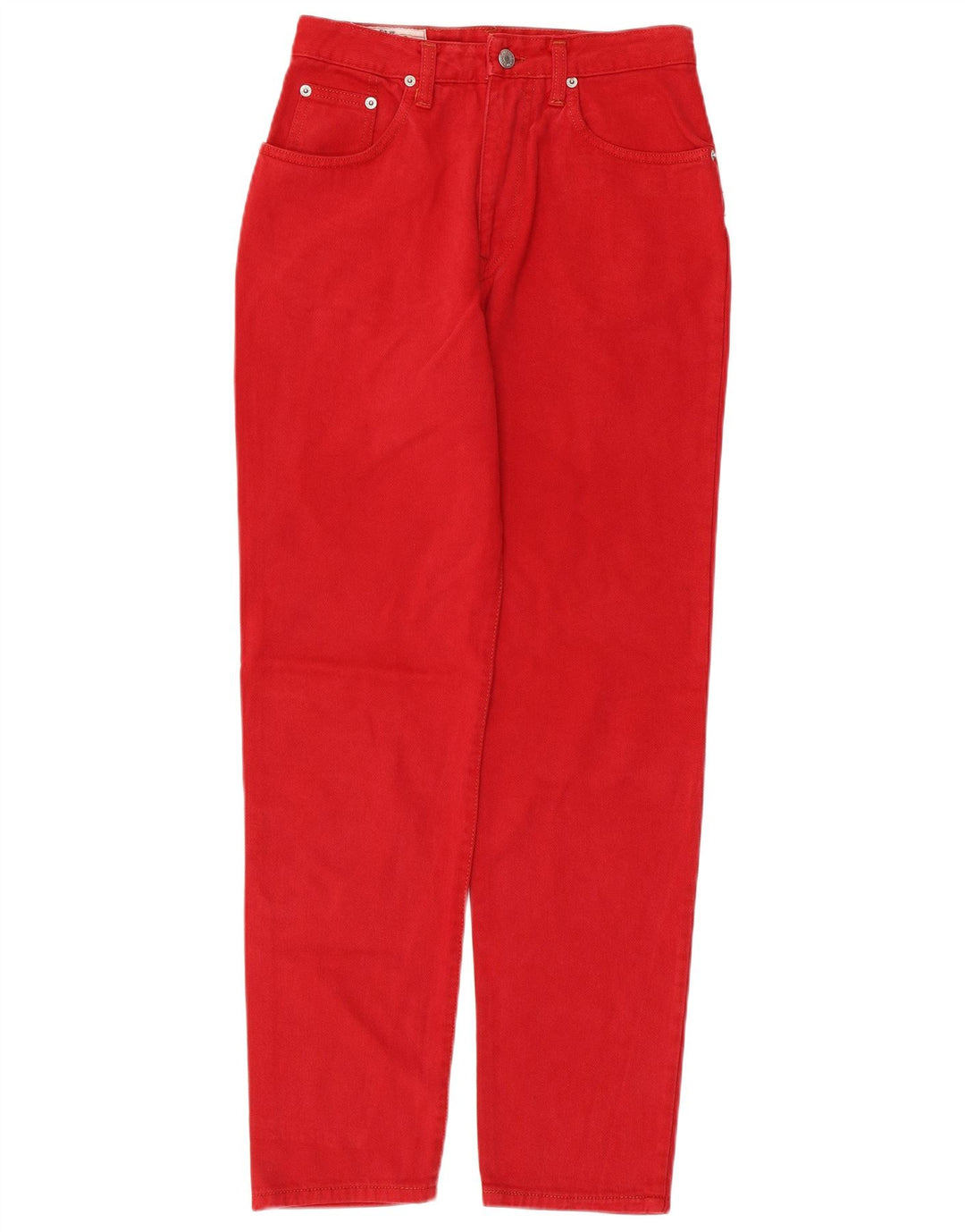 Jeans de cintura alta feminino uniforme W30 L29 algodão vermelho