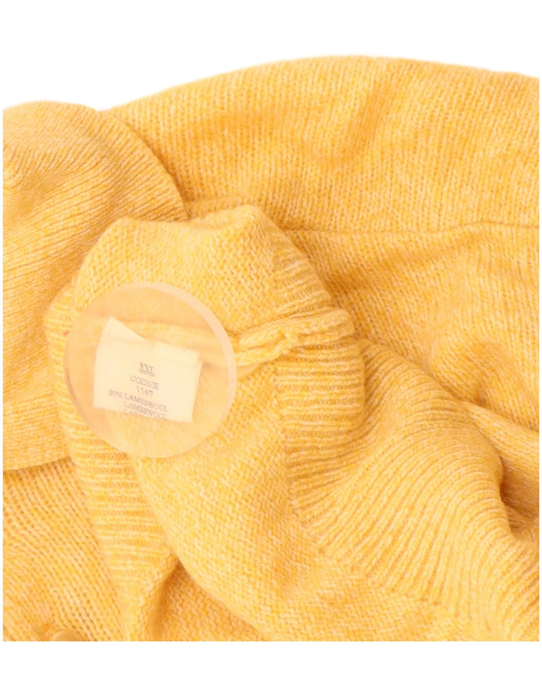 Suéter masculino VINTAGE com gola polo 2XL lã de cordeiro amarela