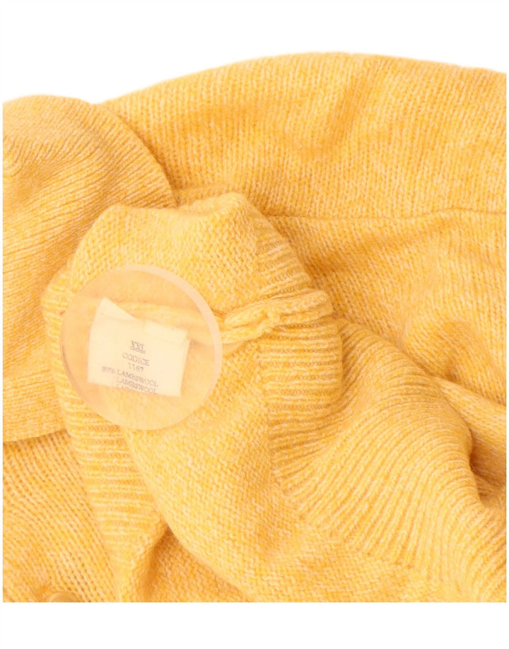 Suéter masculino VINTAGE com gola polo 2XL lã de cordeiro amarela