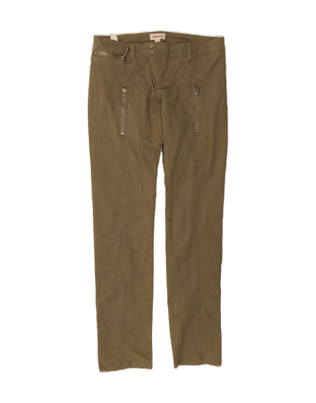 DIESEL Womens Slim Casual Trousers W30 L33 Khaki Cotton Vintage Diesel and Second-Hand Diesel from Messina Hembry 