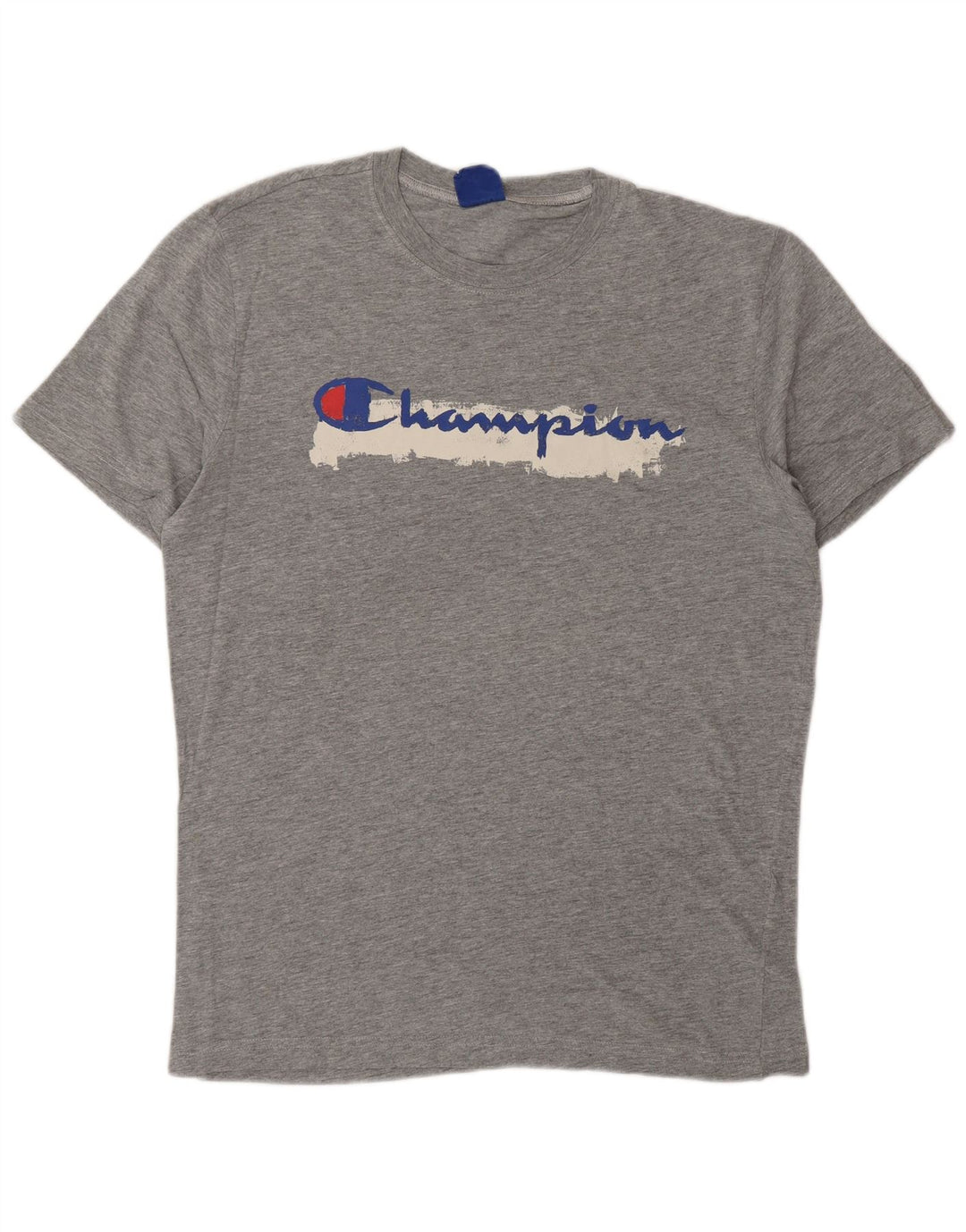 CAMPEÃO Camiseta masculina gráfica grande cinza manchada
