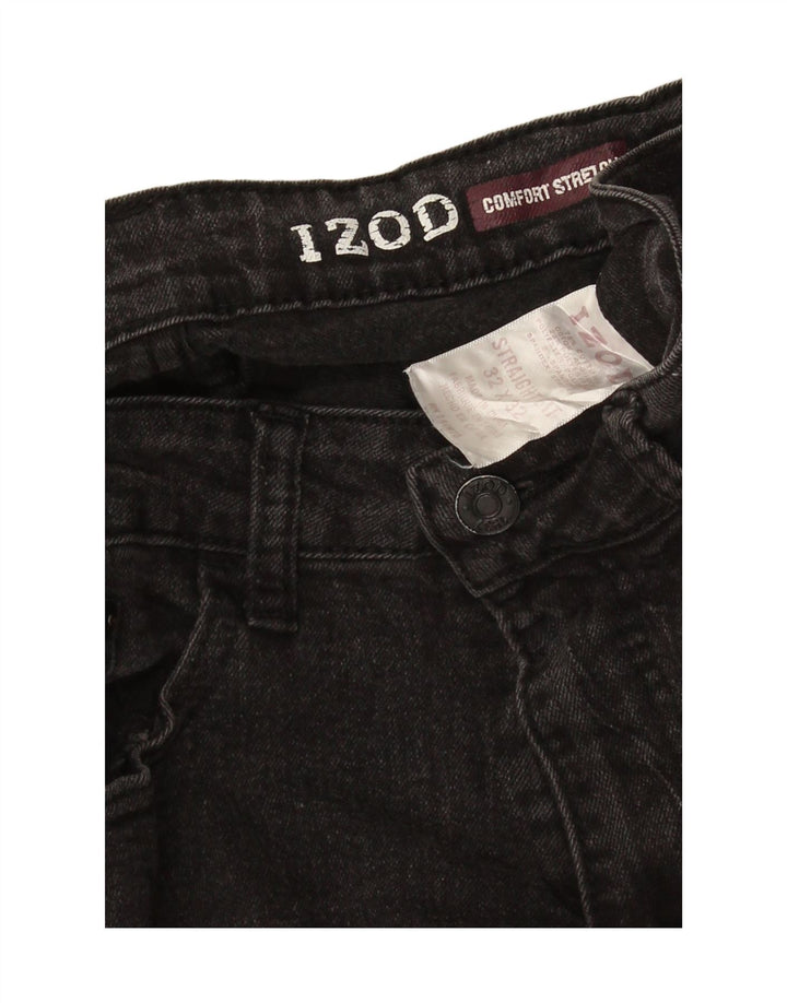 Izod Calça jeans feminina stretch reta W32 L32 algodão cinza