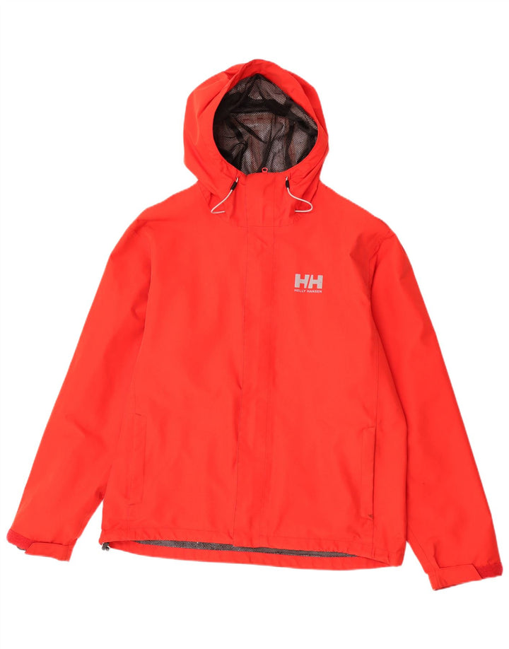 Jaqueta de chuva masculina Helly Hansen com capuz Reino Unido 40 poliéster vermelho grande
