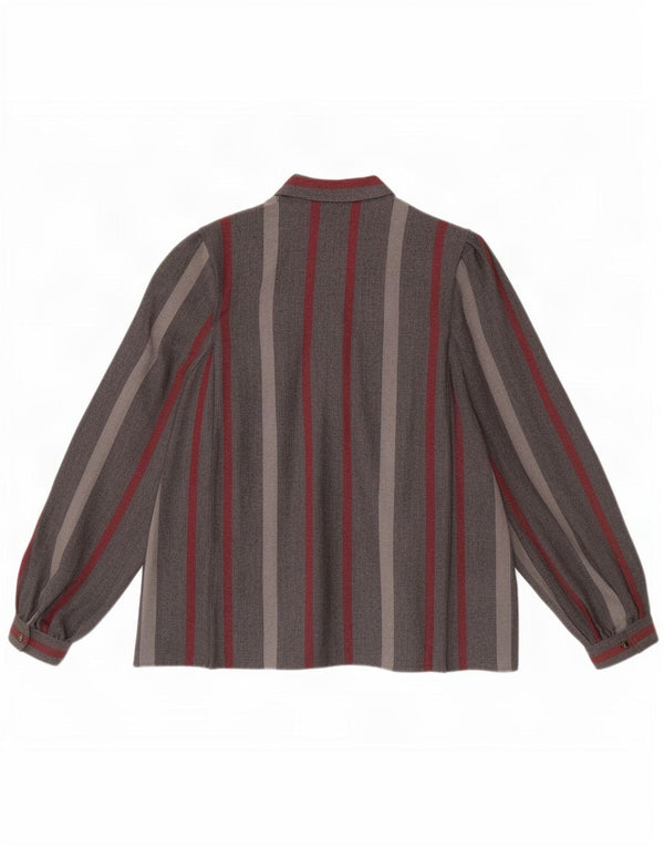 Blusa feminina vintage UK 18 XL listrada cinza