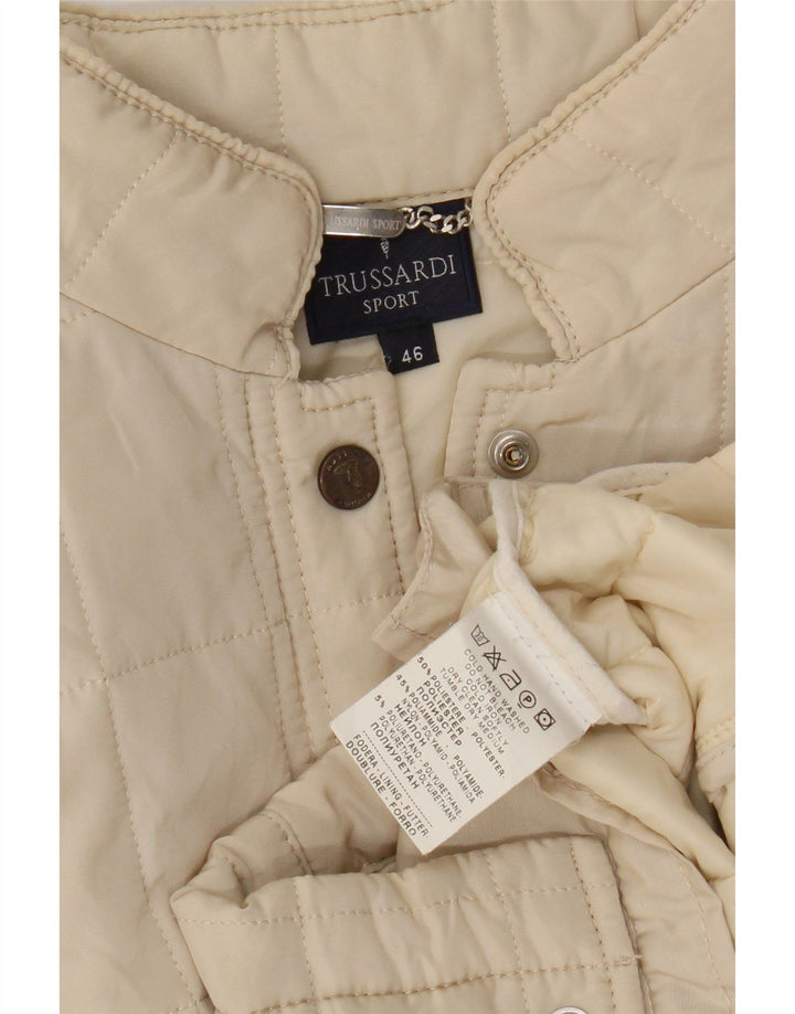 Jaqueta acolchoada feminina Trussardi IT 46 grande poliéster branco