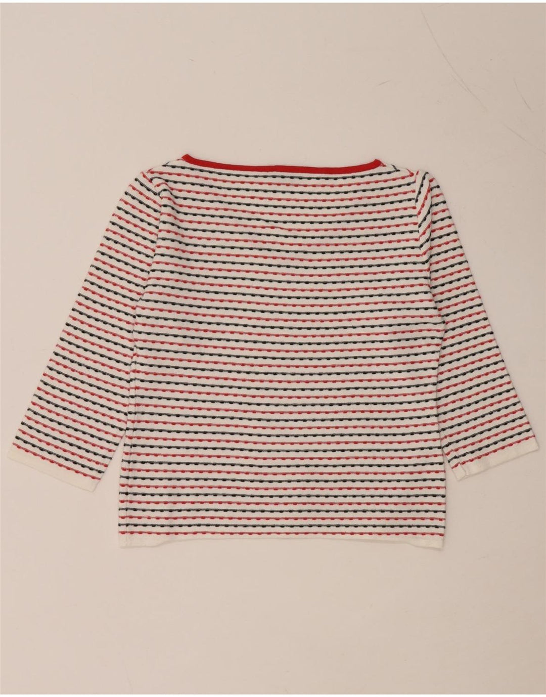 Top curto feminino manga 3/4 Reino Unido 14 viscose listrada branca grande MAX & CO.