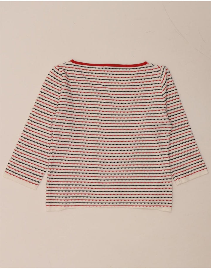 Top curto feminino manga 3/4 Reino Unido 14 viscose listrada branca grande MAX & CO.